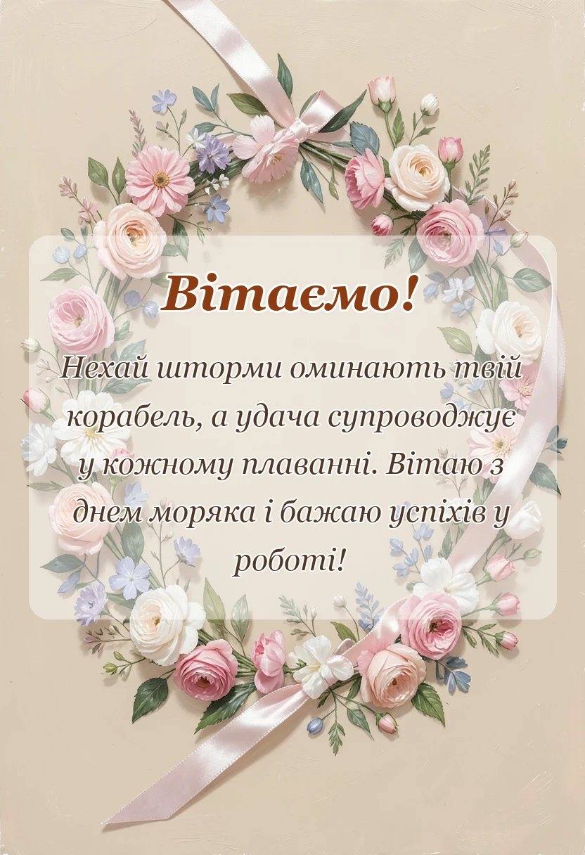 красива листівка: привітання з днем моряка