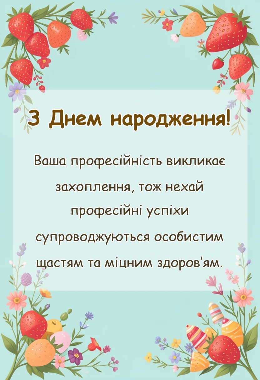 вітальна листівка - привітання з днем народження головному бухгалтеру