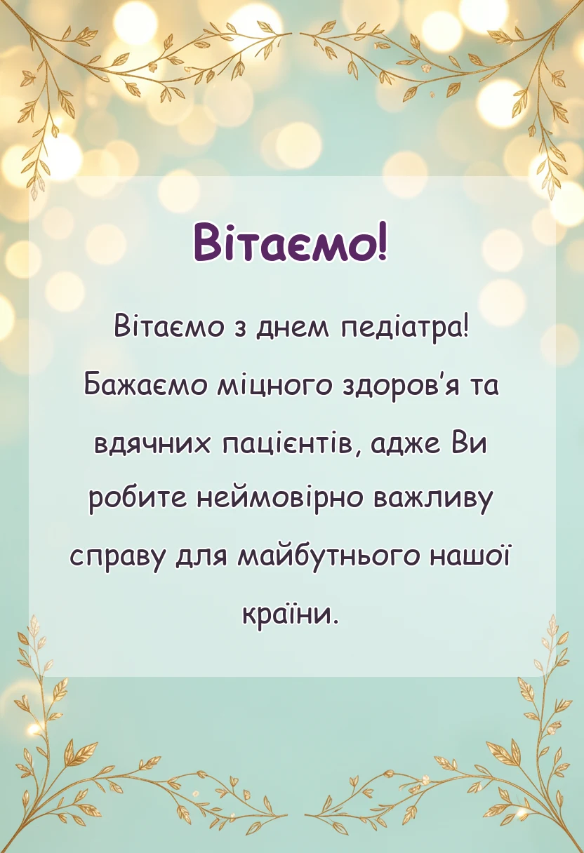 красива листівка: привітання з днем педіатра слова подяки лікарям