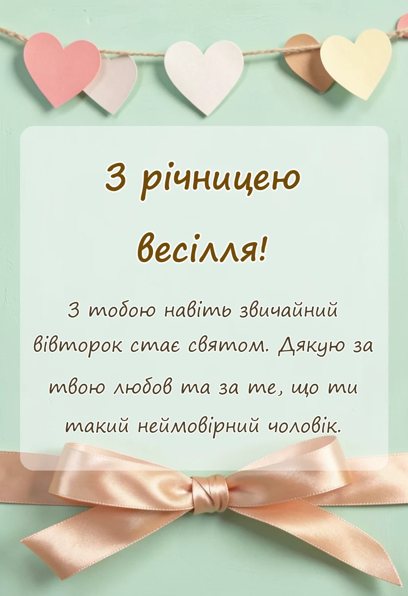 листівка з побажанням - привітання з річницею весілля чоловікові