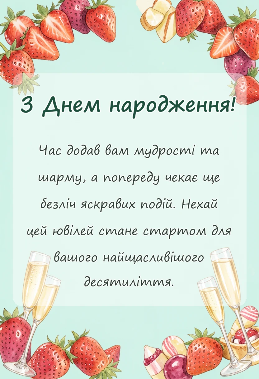 вітальна листівка - привітання з ювілеєм жінці та чоловікові
