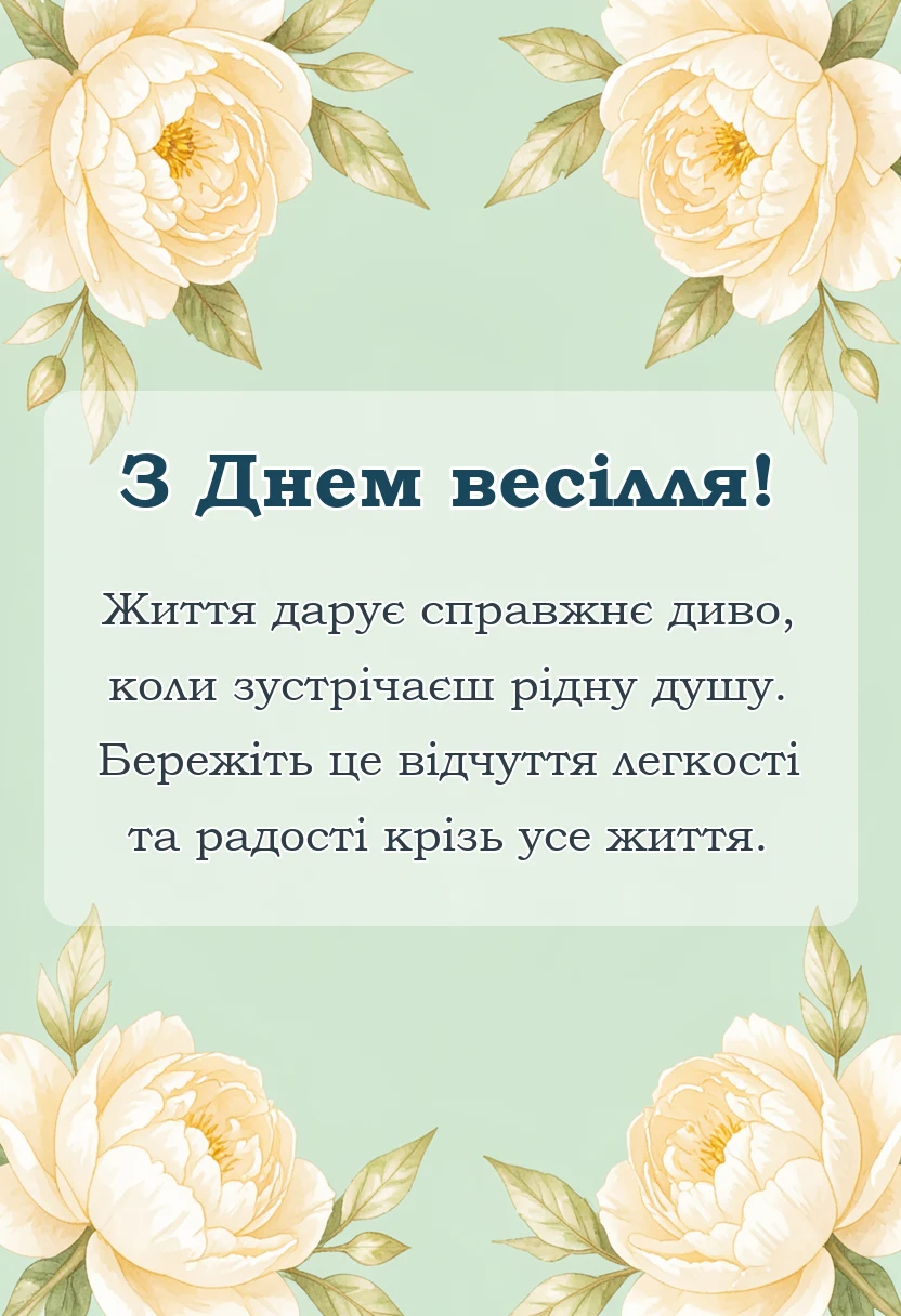 красива листівка: привітання на весілля
