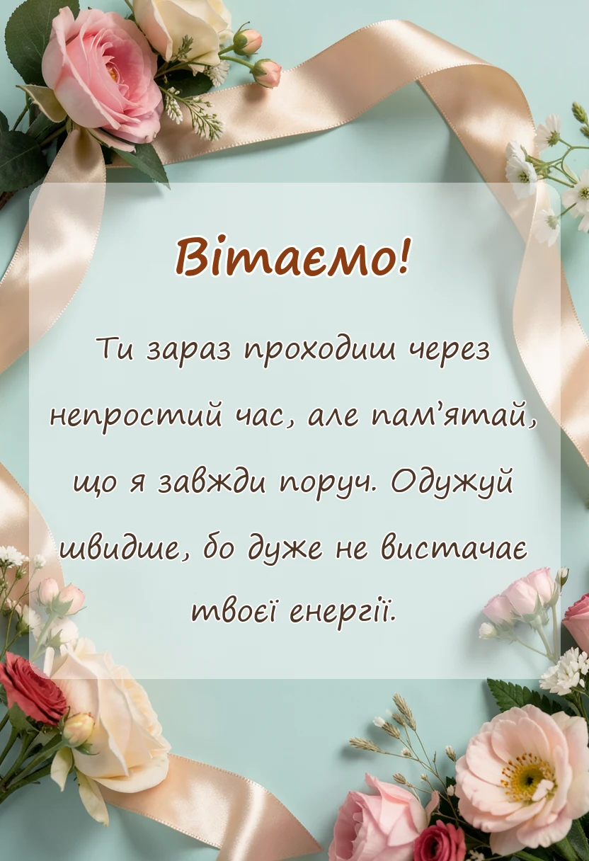 листівка з побажанням - слова підтримки хворому
