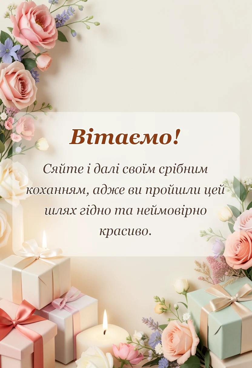 красива листівка: срібне весілля привітання