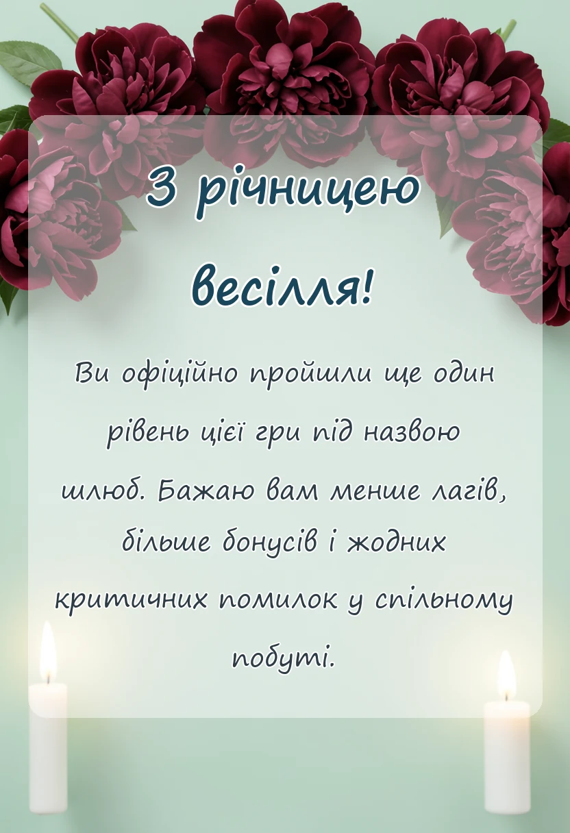 унікальна листівка - жартівливі привітання з річницею весілля