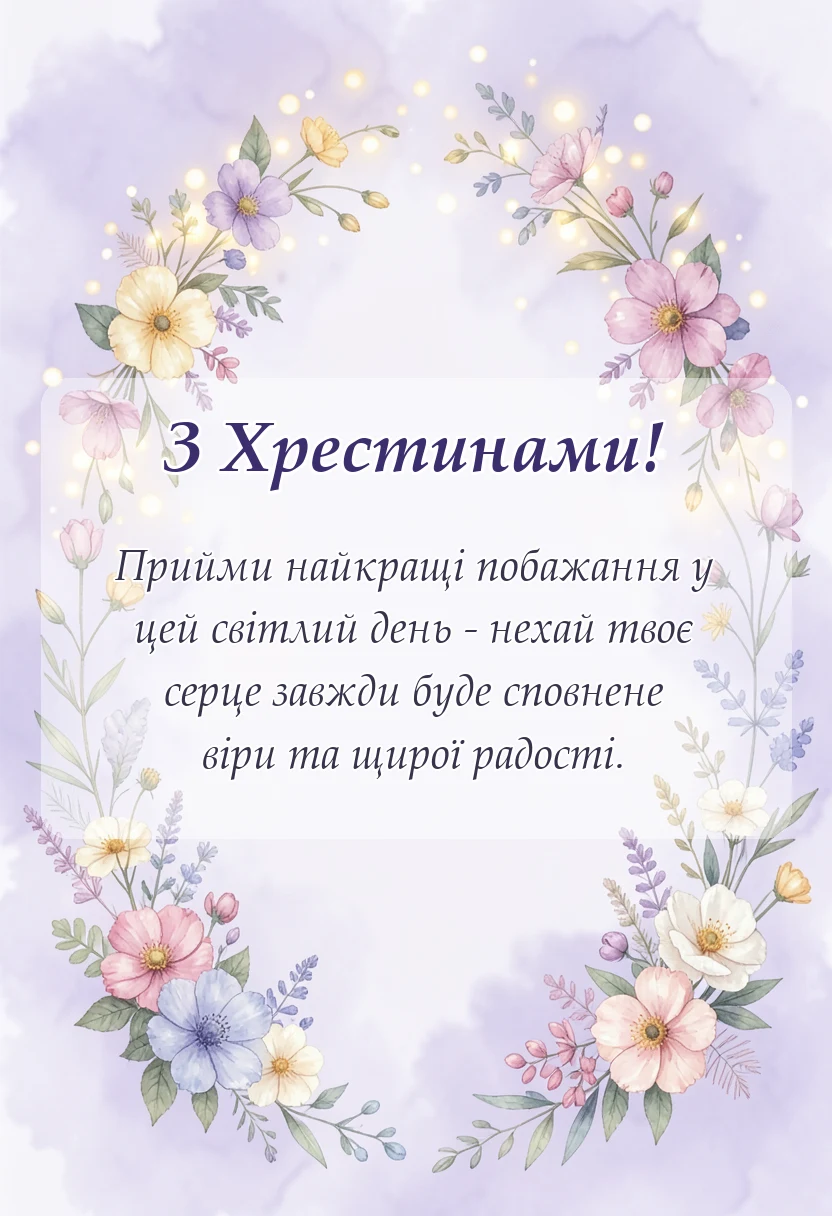 листівка з побажанням - побажання на хрестини хлопчика