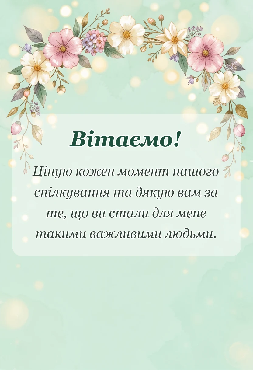 листівка з побажанням - подяка хрещеним батькам