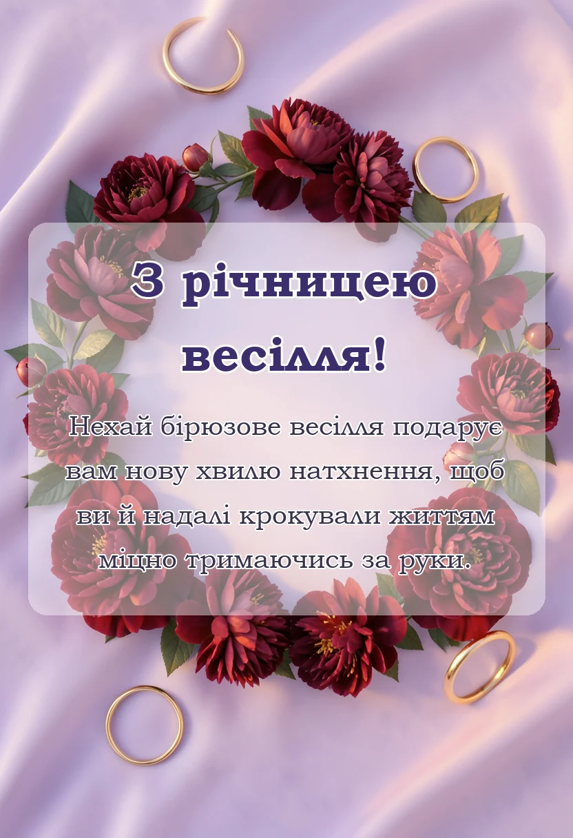 вітальна листівка - привітання з бірюзовим весіллям