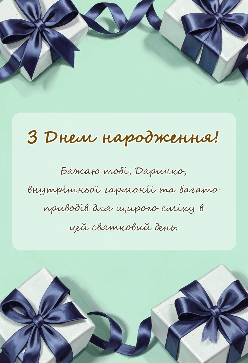 вітальна листівка - привітання з днем народження даринка