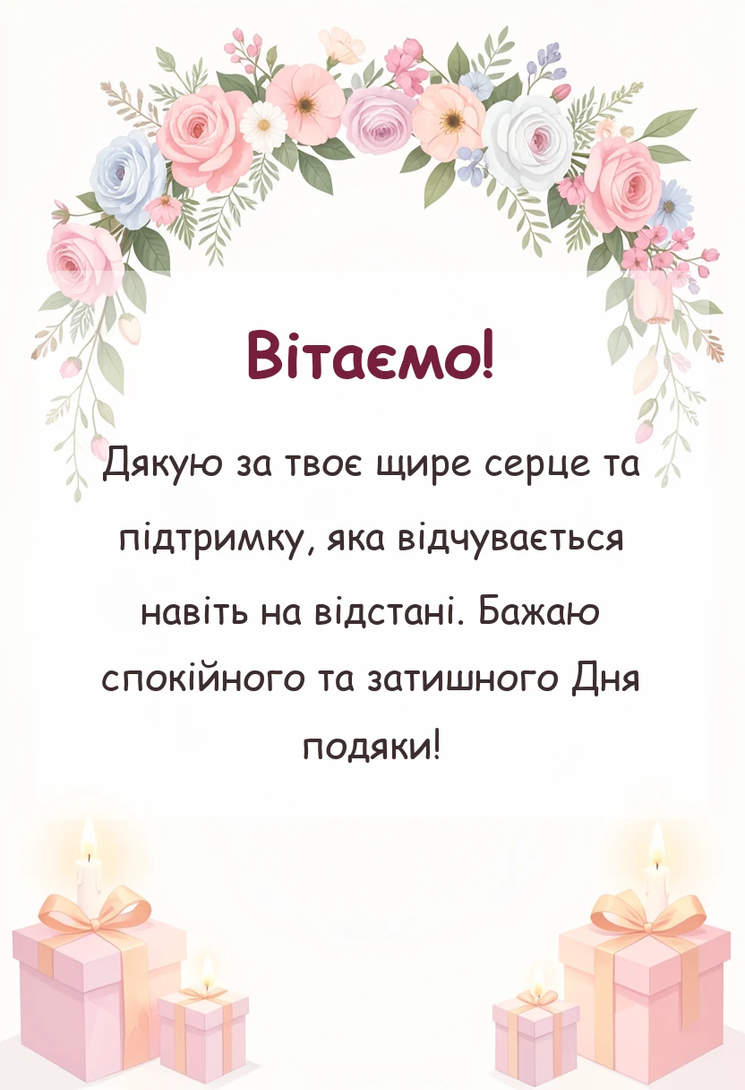 листівка з побажанням - гарні привітання з днем подяки