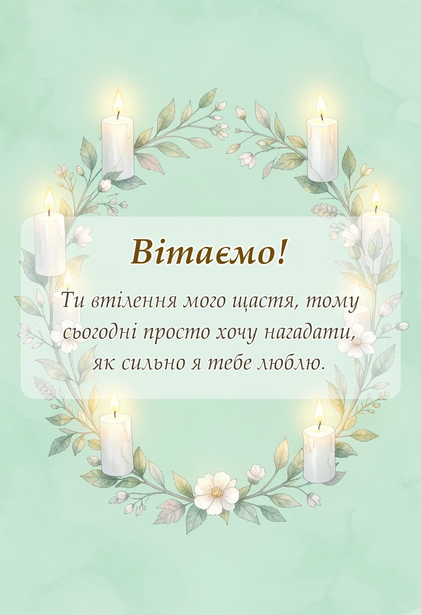 красива листівка: привітання з днем закоханих для коханої