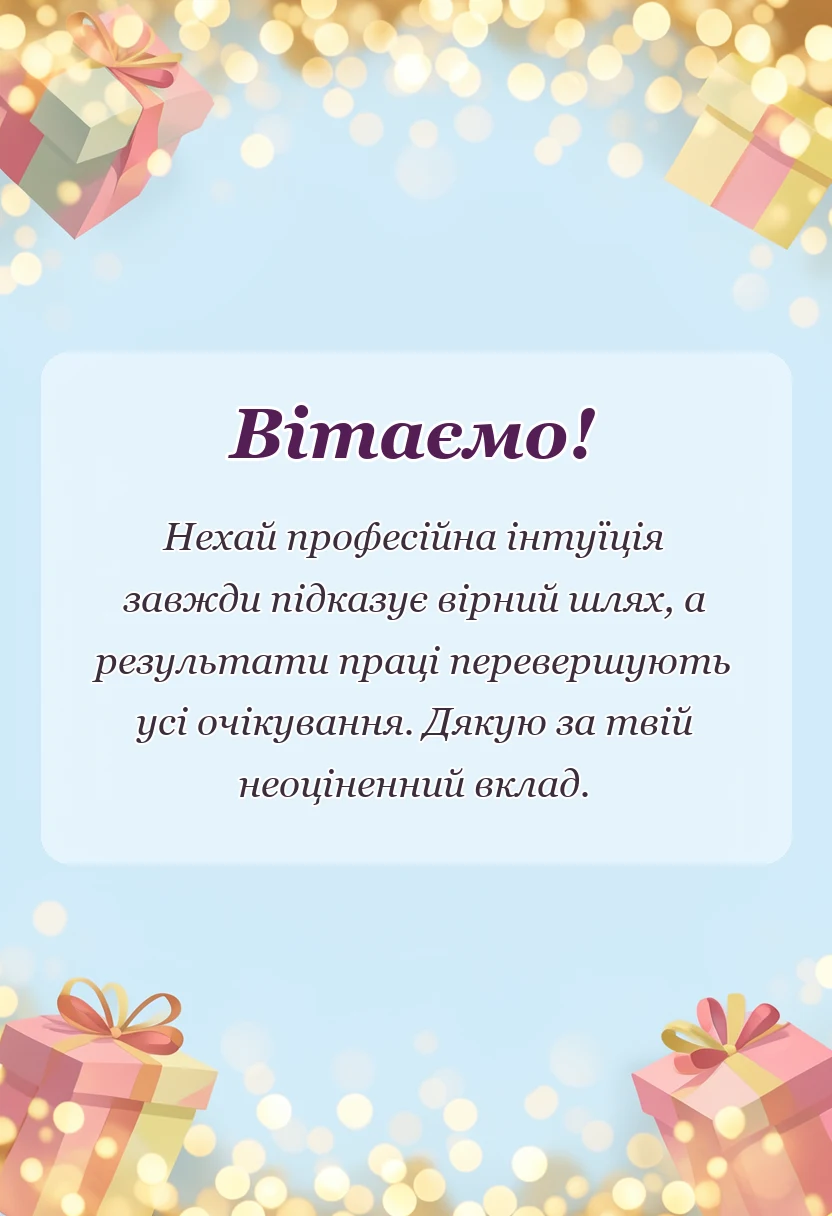 вітальна листівка - привітання з професійним святом своїми словами