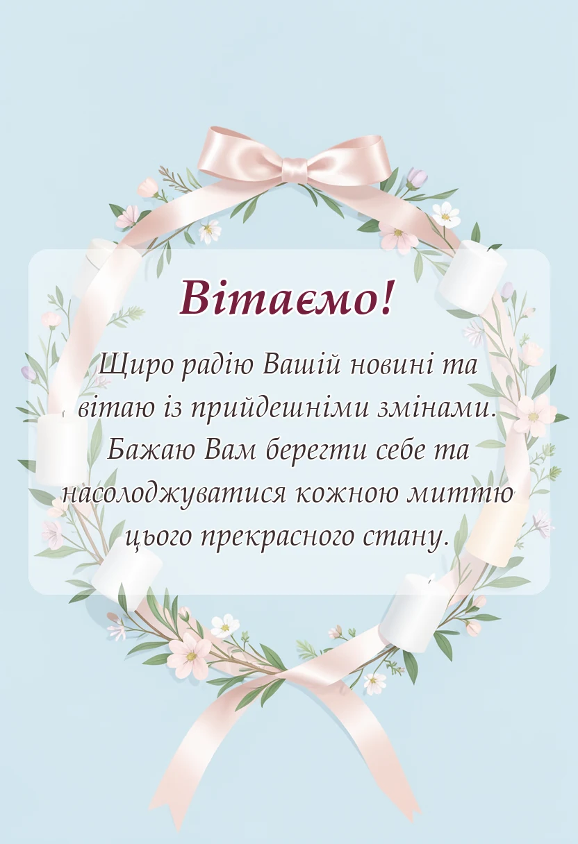 вітальна листівка - привітання з вагітністю в картинках своїми словами у прозі
