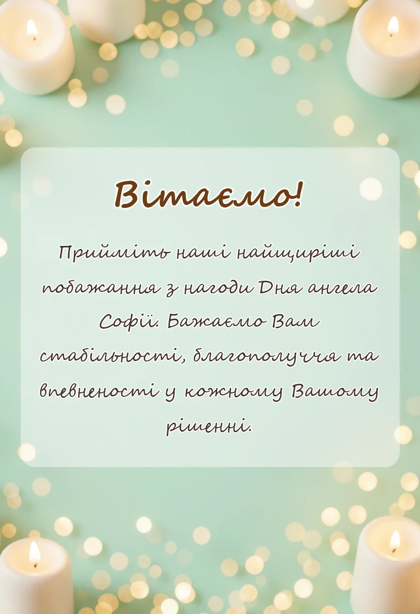 святкова картинка: привітання з днем ангела софії