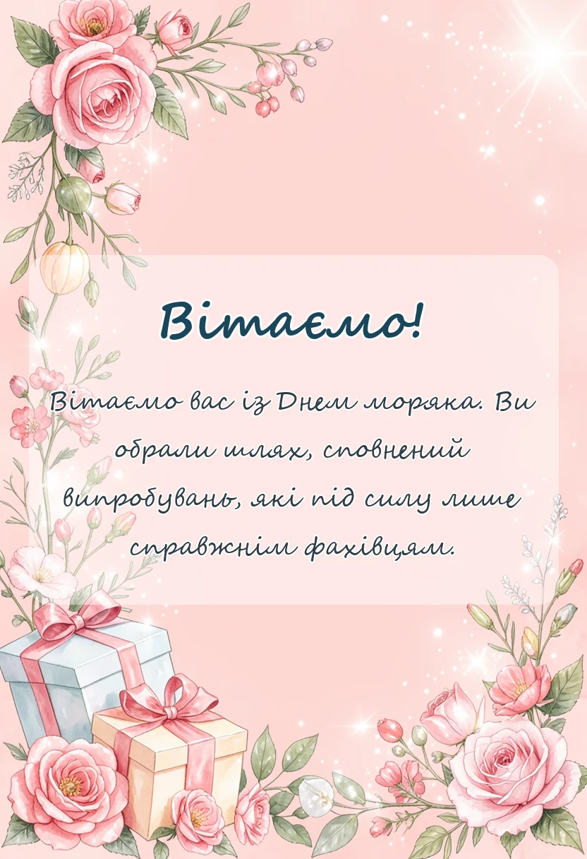 унікальна листівка - привітання з днем моряка