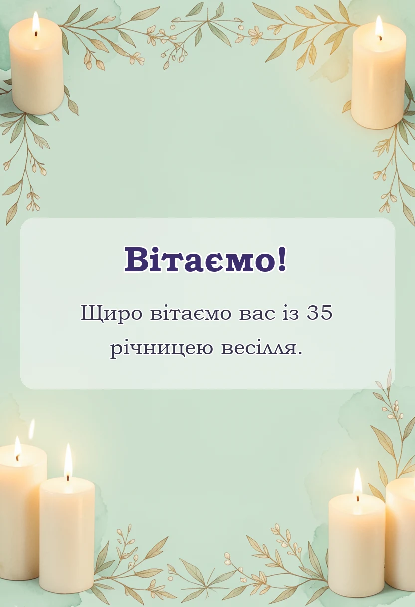 вітальна листівка - привітання з полотняним весіллям