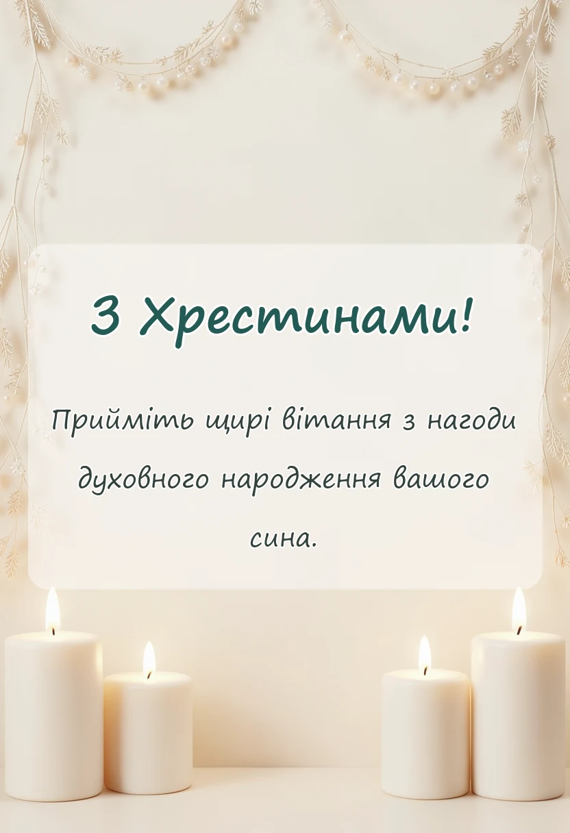 вітальна листівка - побажання на хрестини хлопчика