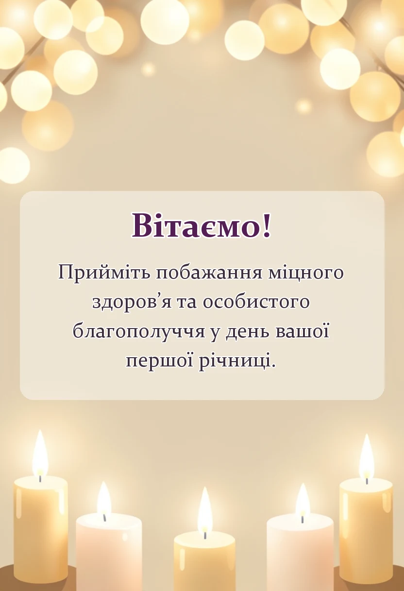 листівка з побажанням - привітання з першою річницею весілля своїми словами
