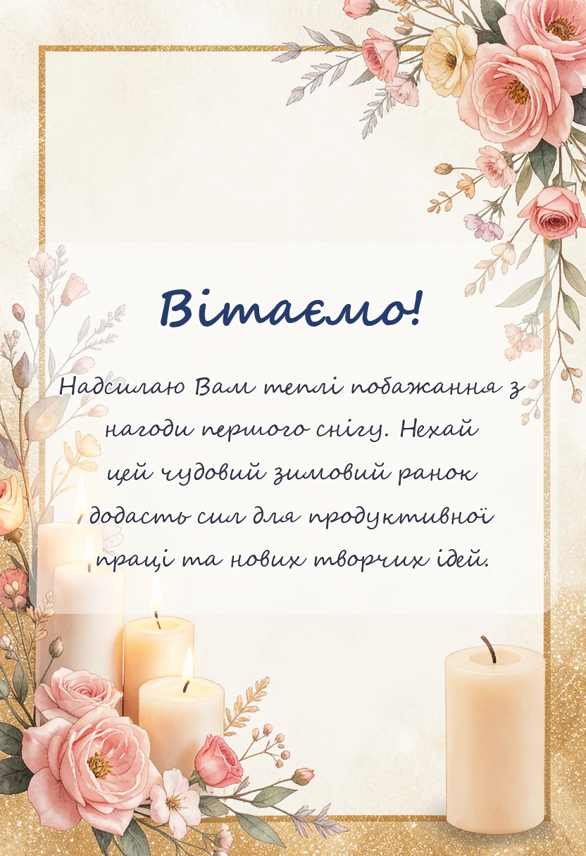 вітальна листівка - привітання з першим снігом доброго ранку