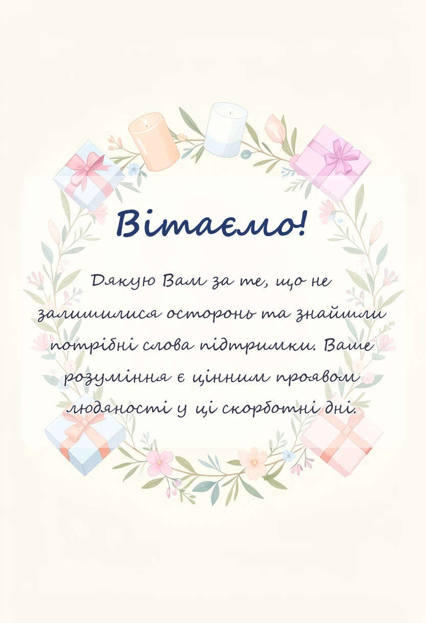 красива листівка: подяка за співчуття