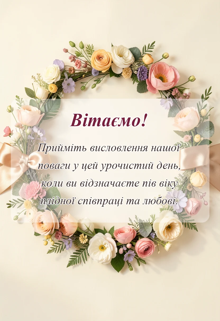 унікальна листівка - привітання з річницею весілля 50 років в прозі