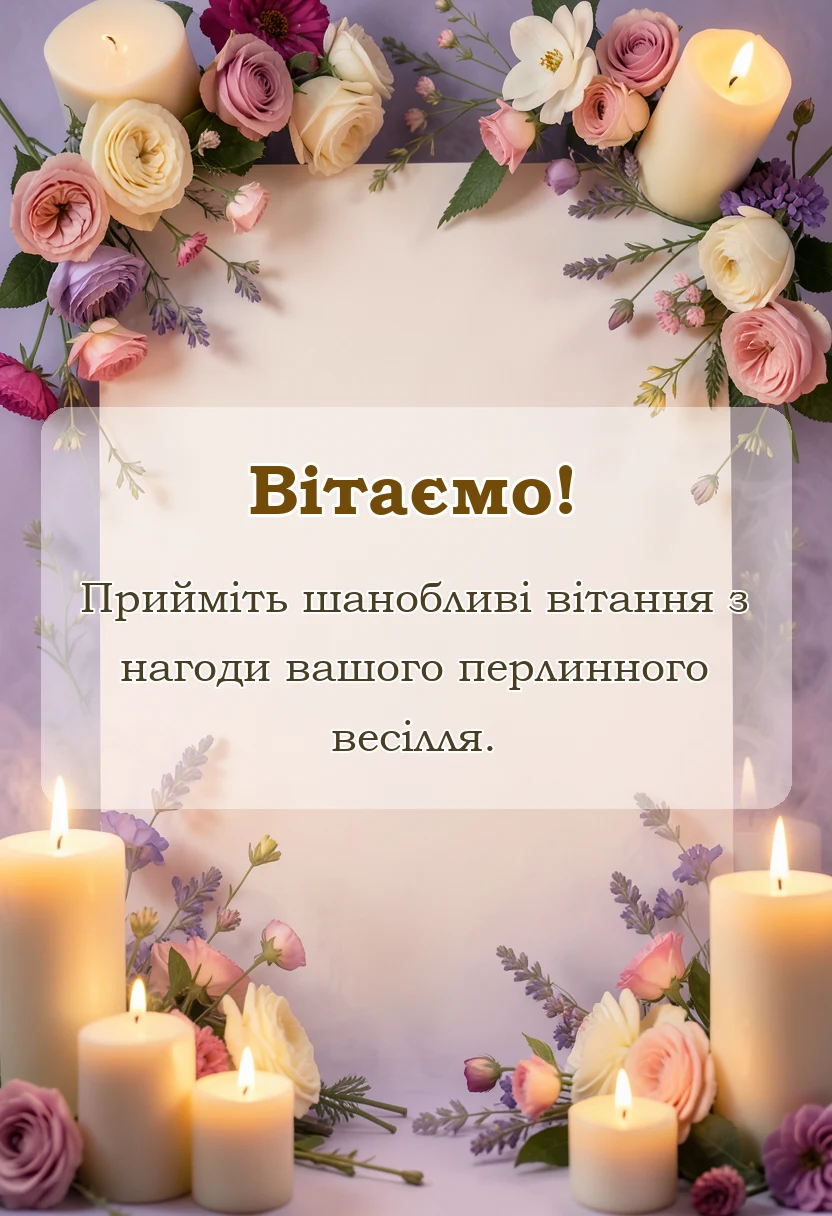 листівка з побажанням - привітання з 30 років весілля