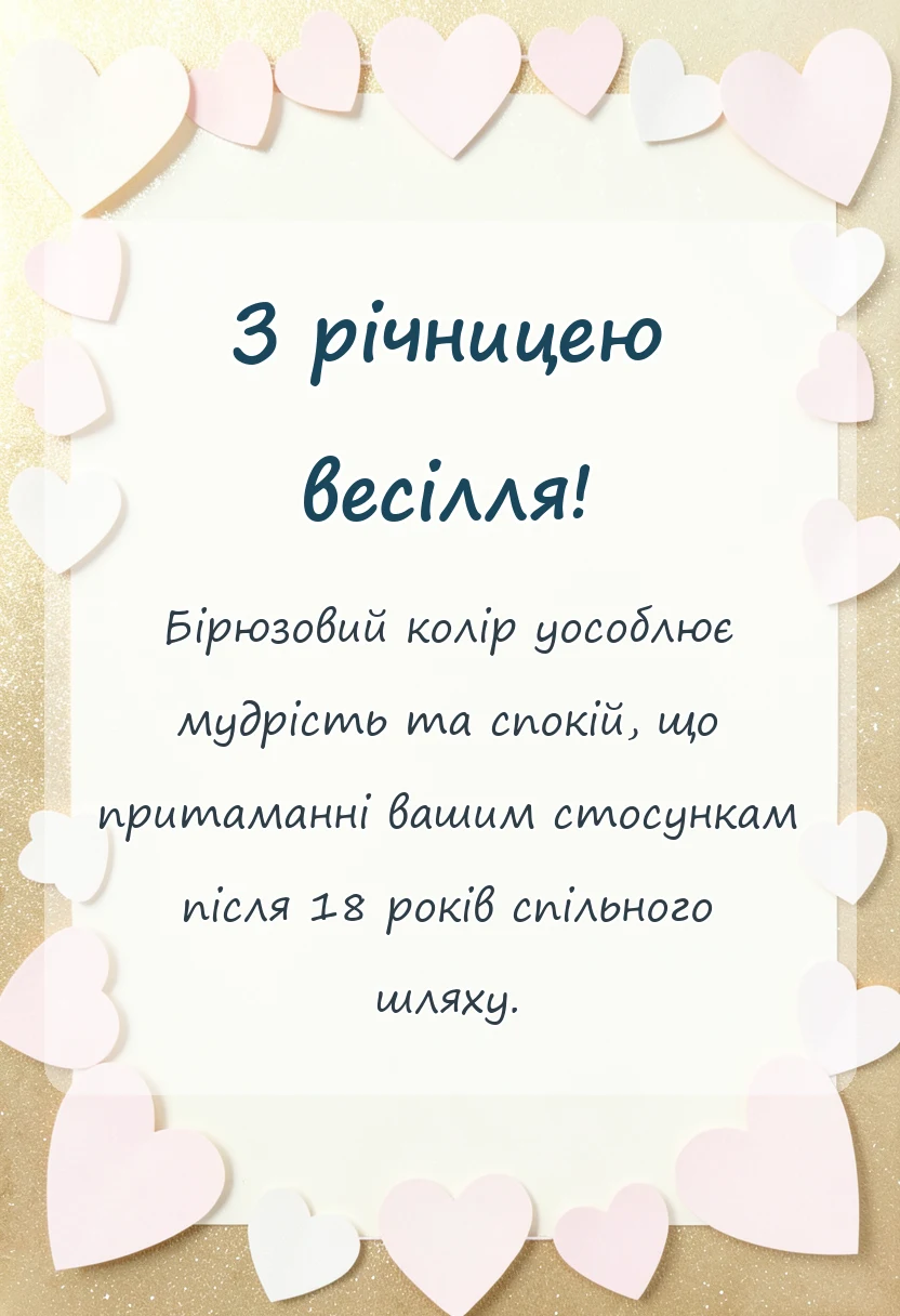 листівка з побажанням - привітання з бірюзовим весіллям