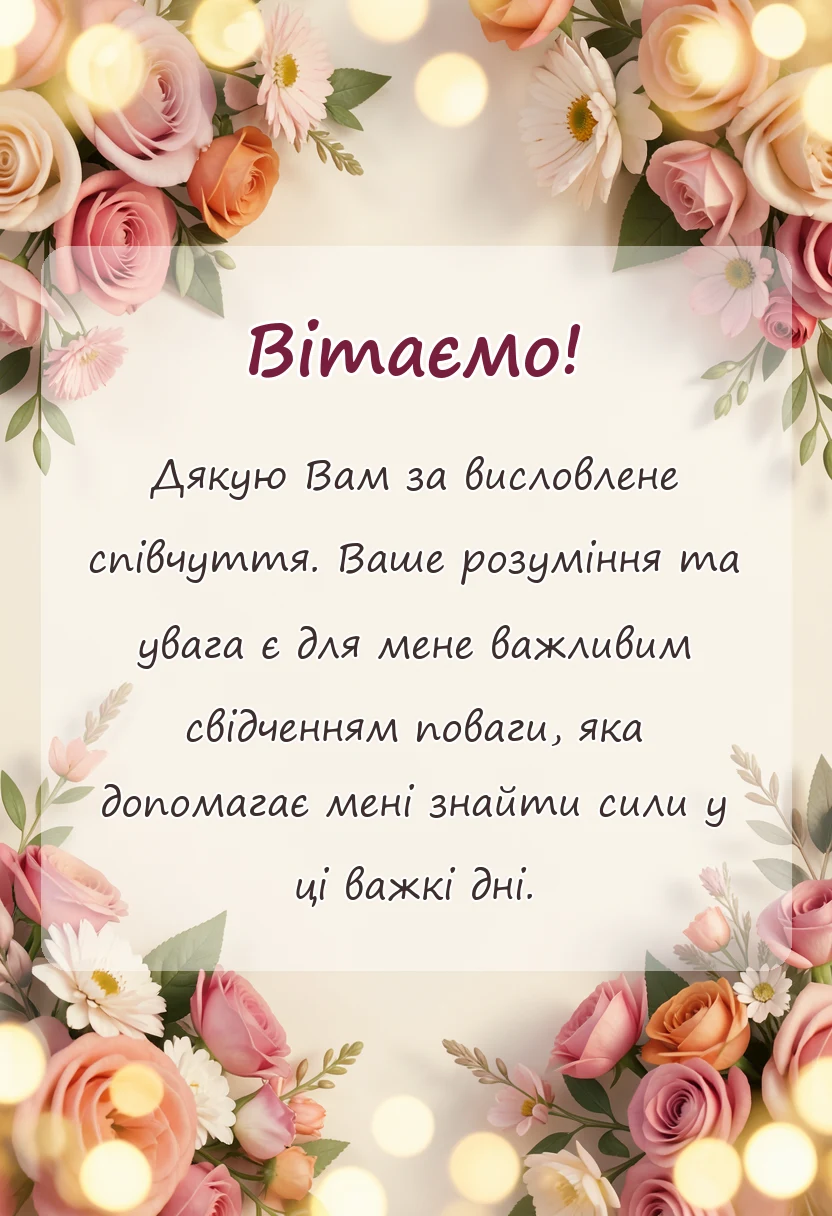 святкова картинка: подяка за співчуття