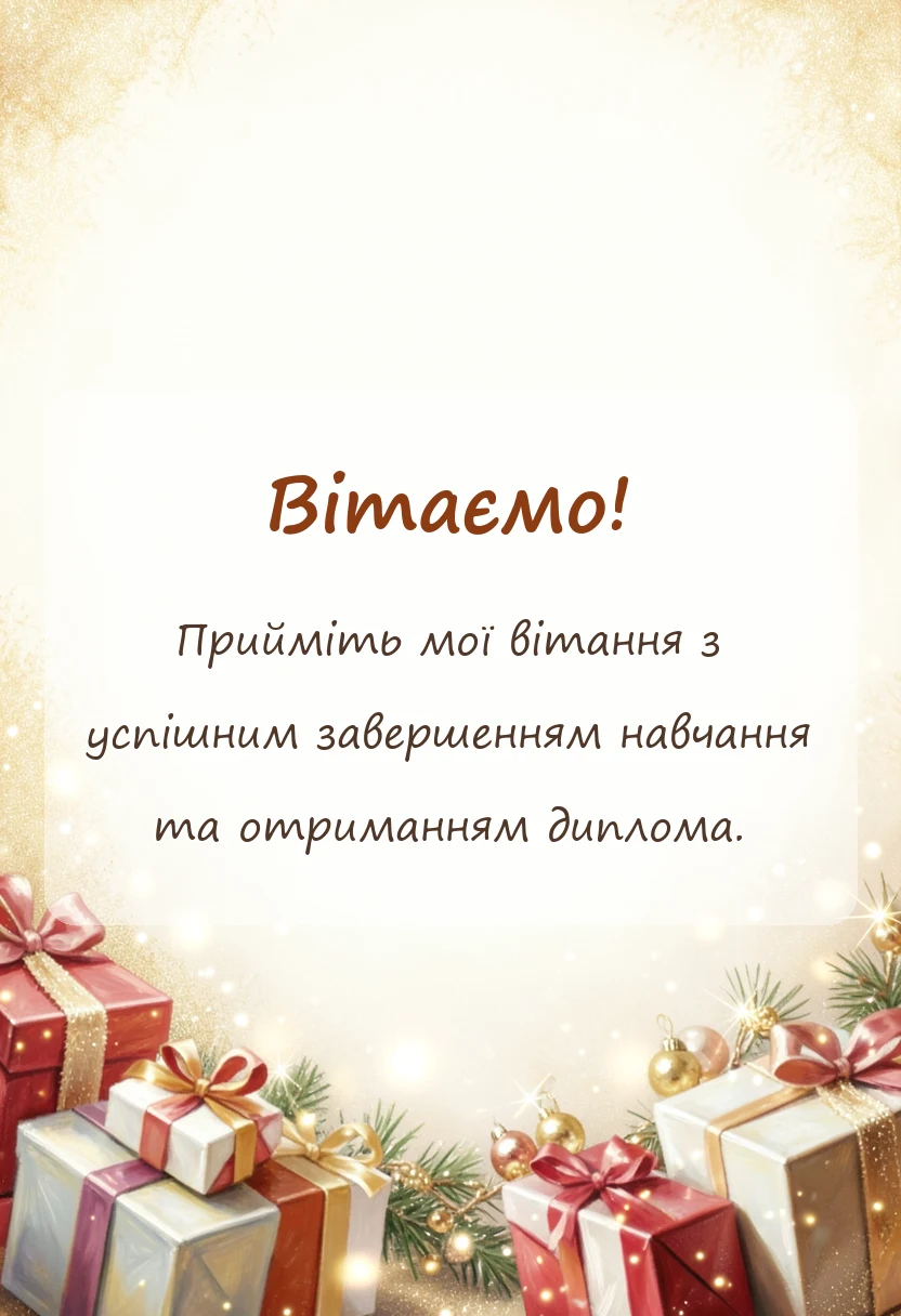 унікальна листівка - привітання з отриманням диплому своїми словами