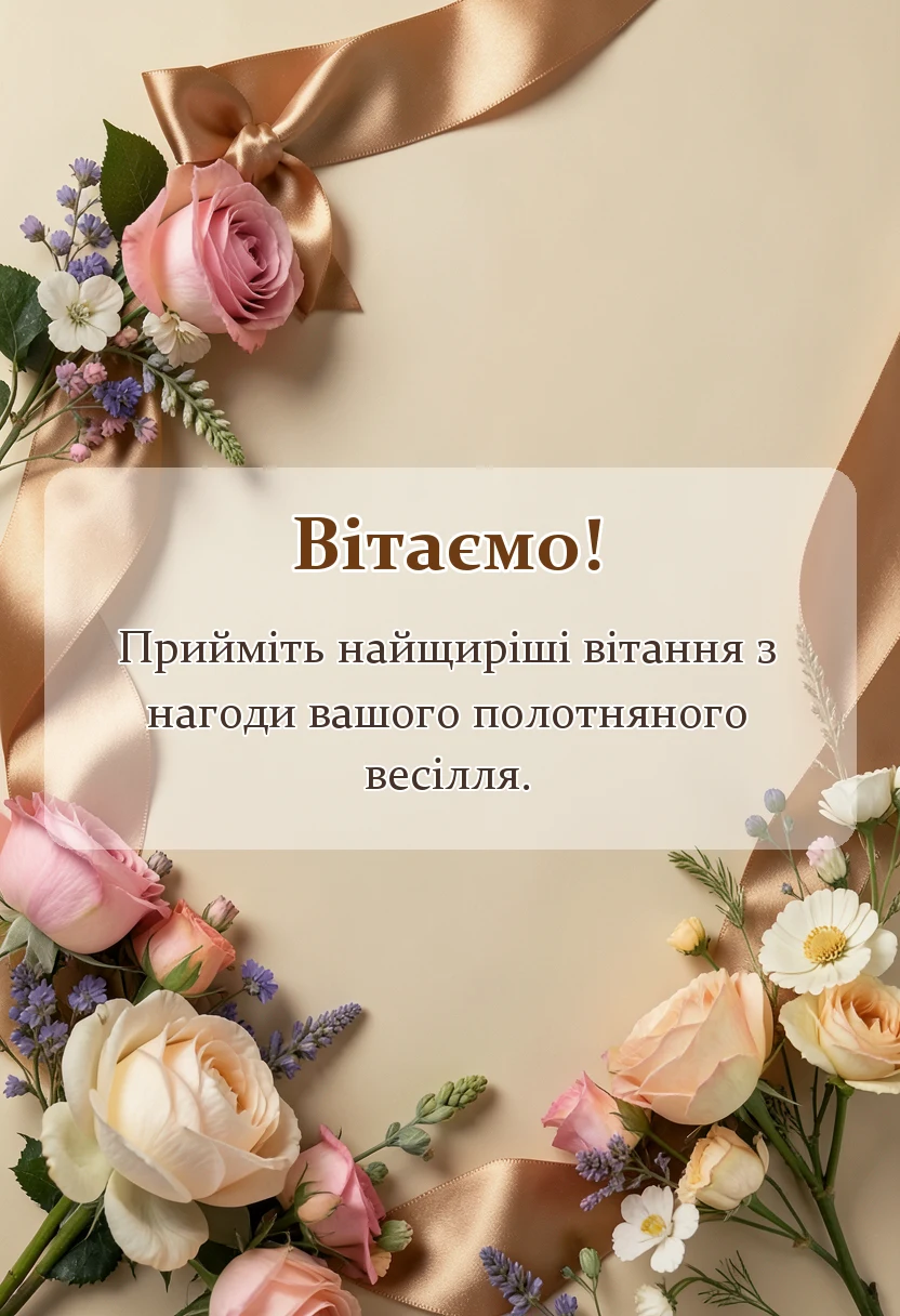 святкова картинка: привітання з полотняним весіллям