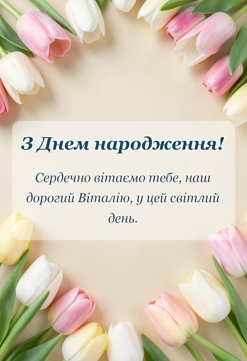 унікальна листівка - привітання з днем народження віталій