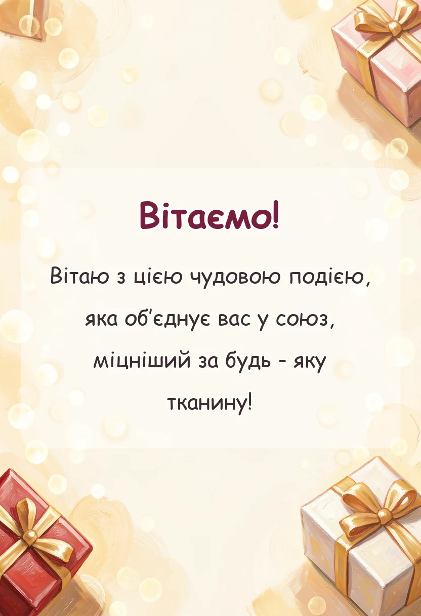 унікальна листівка - привітання з полотняним весіллям