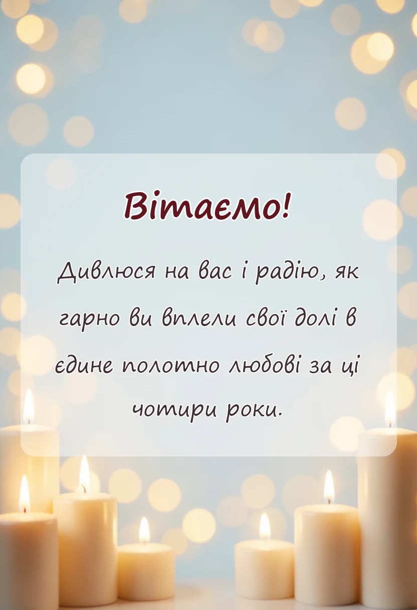 вітальна листівка - привітання з полотняним весіллям своїми словами