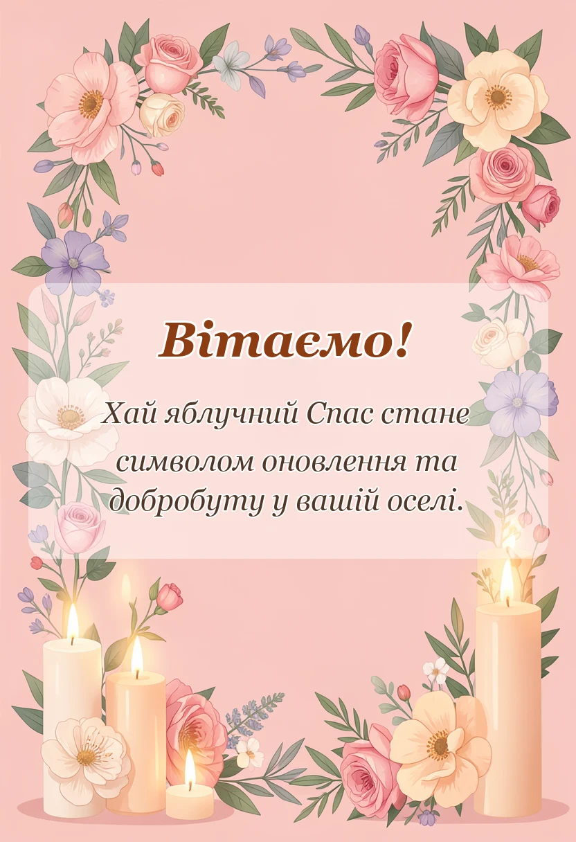 листівка з побажанням - привітання з спасом