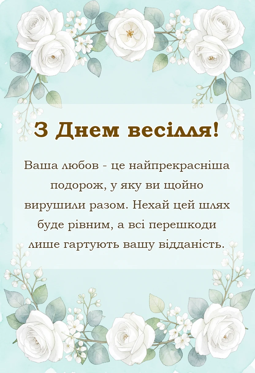 красива листівка: привітання на весілля