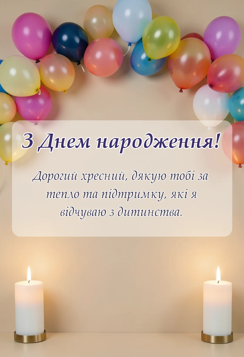 вітальна листівка - побажання хресному на день народження