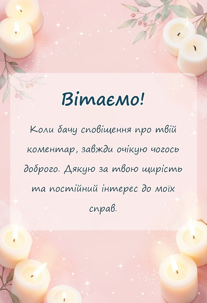 вітальна листівка - подяка за коментар