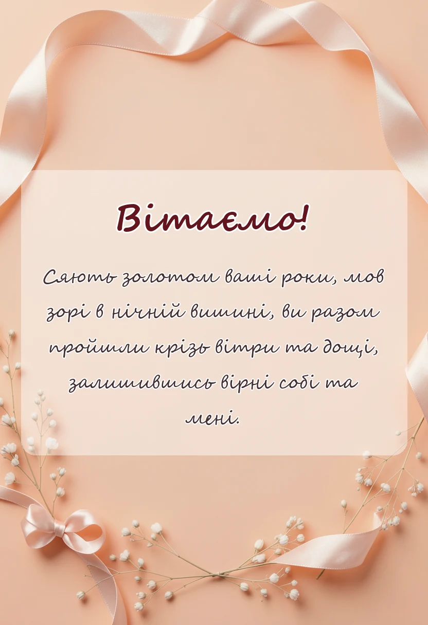 вітальна листівка - вітання з золотим весіллям у віршах