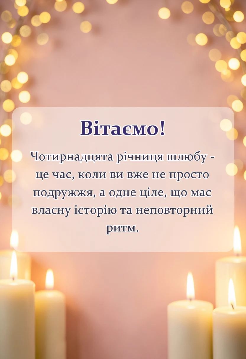 святкова картинка: привітання з 14 роками весілля