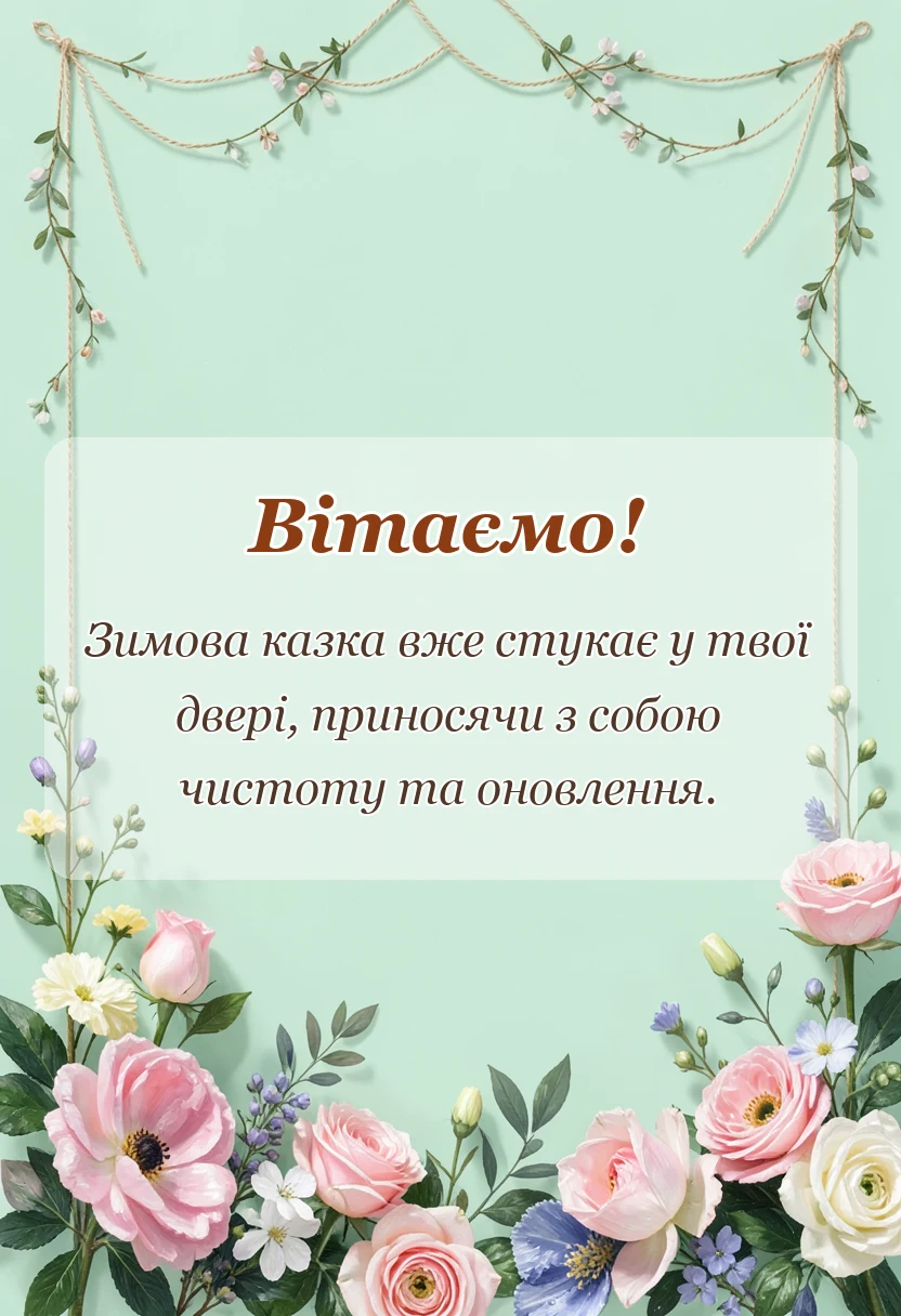 унікальна листівка - привітання з першим снігом доброго ранку