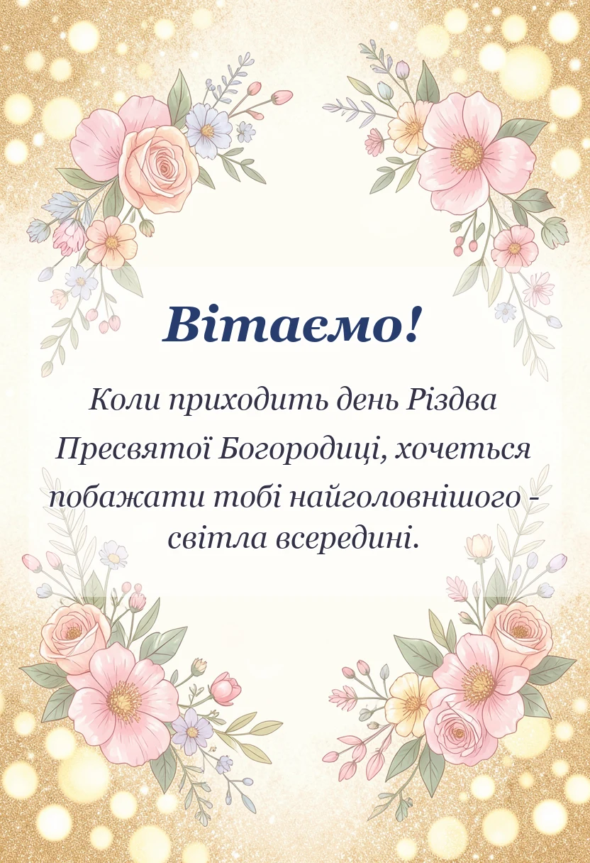 святкова картинка: привітання з святом різдва пресвятої богородиці