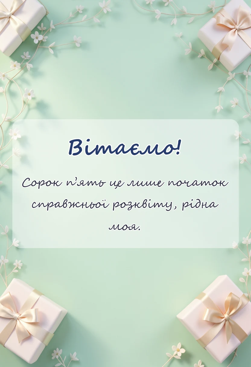 вітальна листівка - привітання з 45-річчям жінці