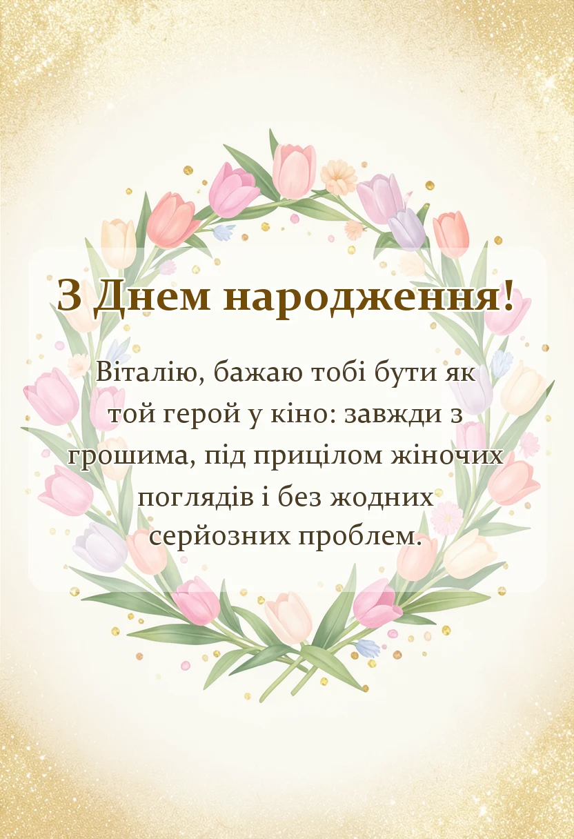 унікальна листівка - привітання з днем народження віталій