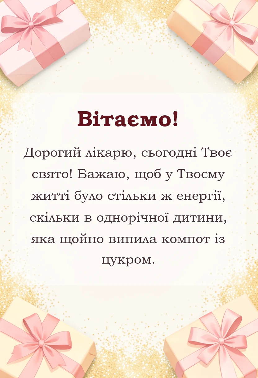 вітальна листівка - привітання з днем педіатра слова подяки лікарям