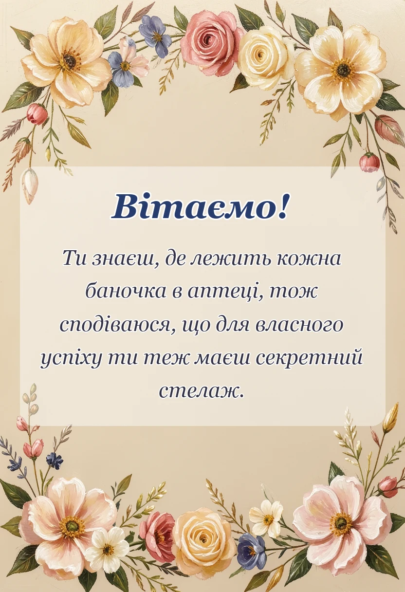 вітальна листівка - привітання з днем фармацевта