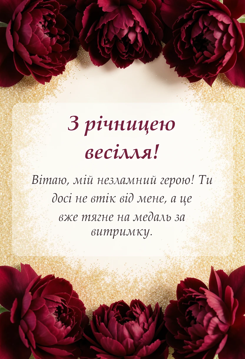 святкова картинка: привітання з річницею весілля чоловікові