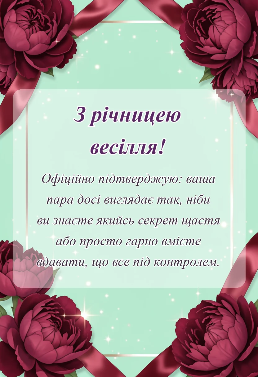 вітальна листівка - жартівливі привітання з річницею весілля