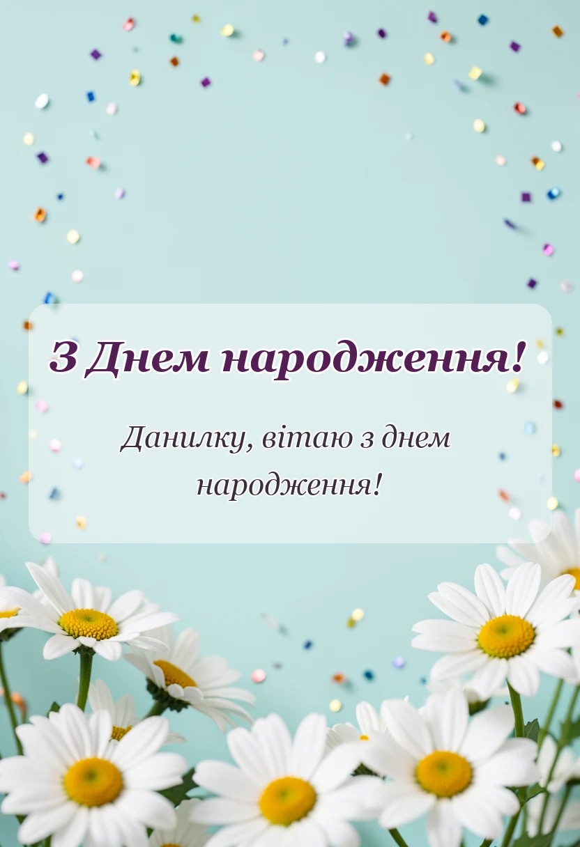вітальна листівка - привітання з днем народження данилку