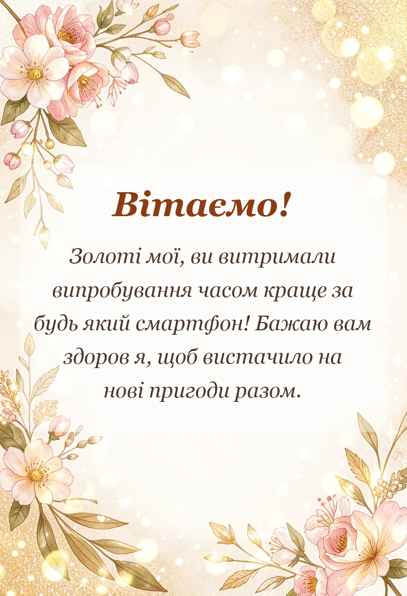 листівка з побажанням - вітання з золотим весіллям у віршах