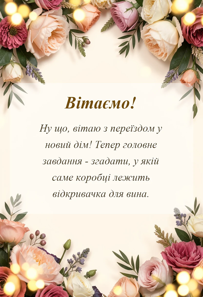 вітальна листівка - побажання на переїзд